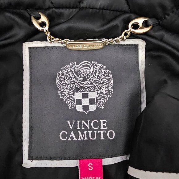 VINCE CAMUTO Quilted Faux Suede Trim Black Field Equestrian Jacket - Picture 2 of 16